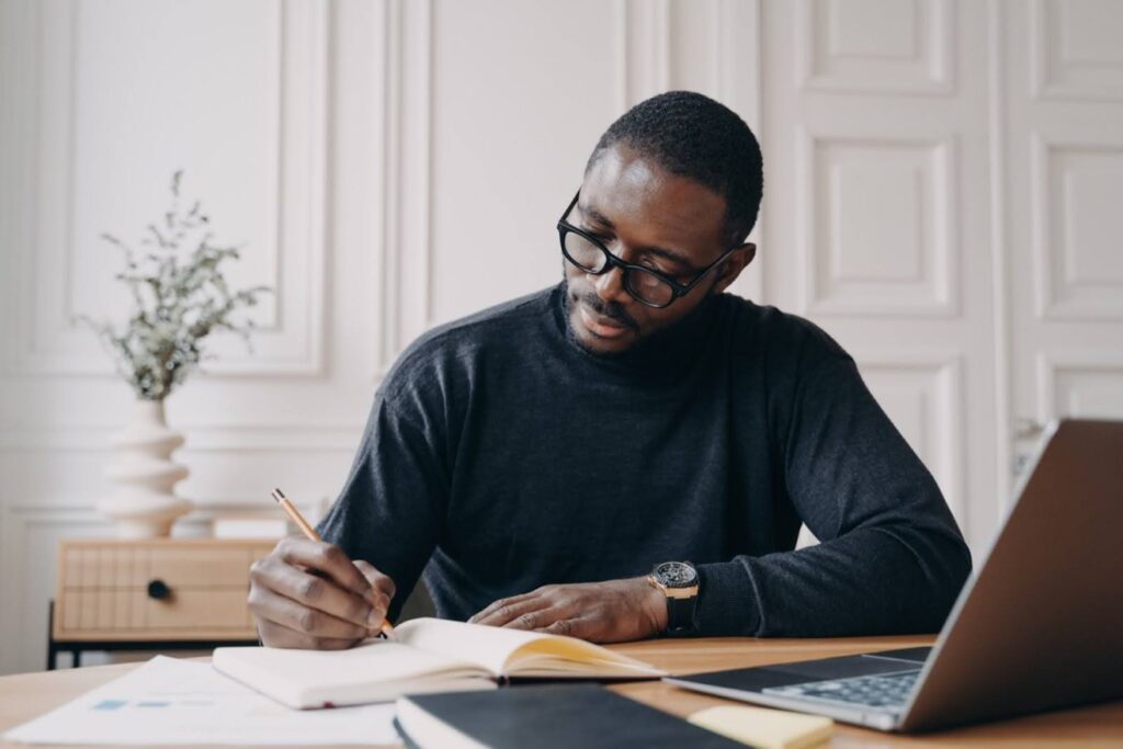 An Orange County trust litigation lawyer working on a case for a client, managing the legal side and helping them manage the emotions that come with their case.